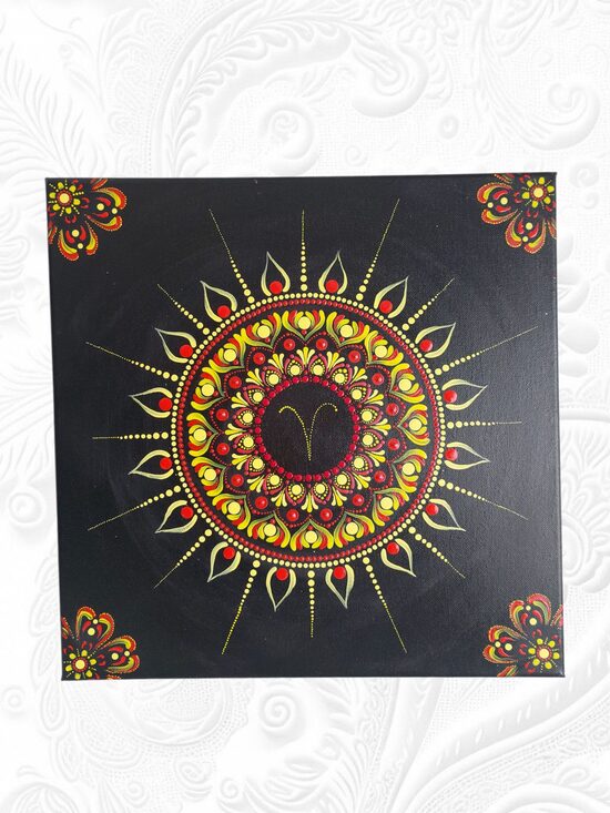 Handmade Mandala für den Widder - Feuer, Mut und Neuanfang