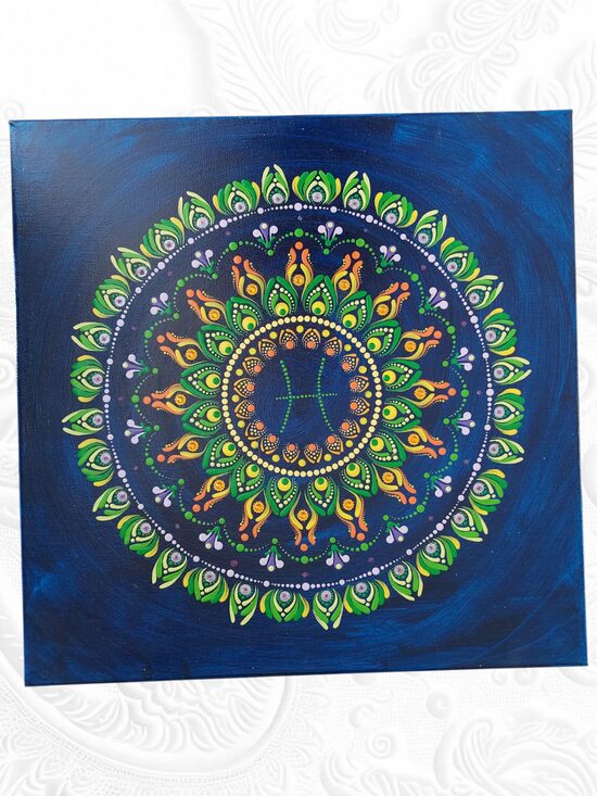 Handmade Mandala der Fische - Sanftheit, Intuition und Tiefe
