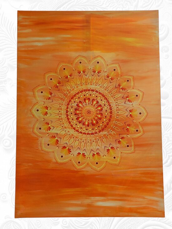 Handmade Mandala in Orange - Lebensenergie, Kreativität und Licht