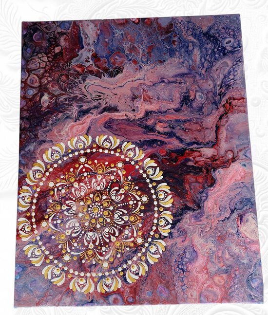 Handmade Mandala Feuer -  Kraft , Herz und Hingabe