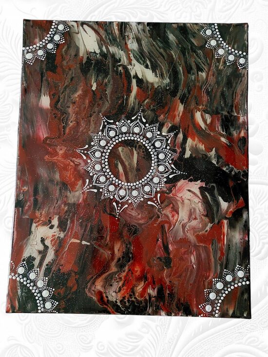 Feuertanz im Schatten - handmade Mandala der inneren Kraft