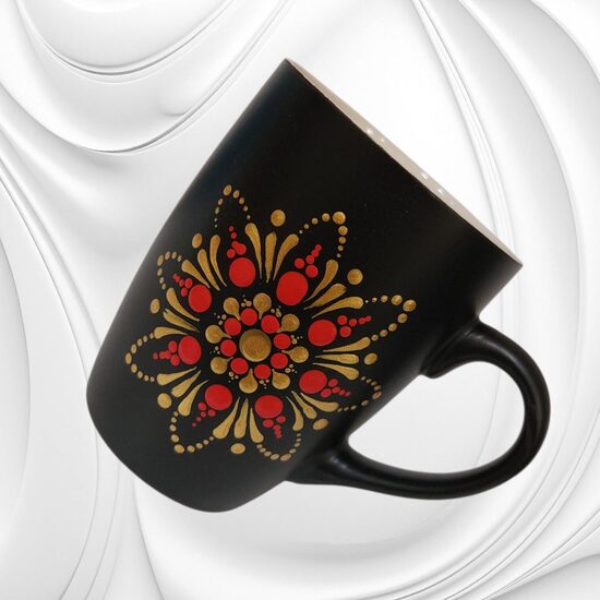 Kaffebecher Kaffeetasse selbst bemalt Mandala 