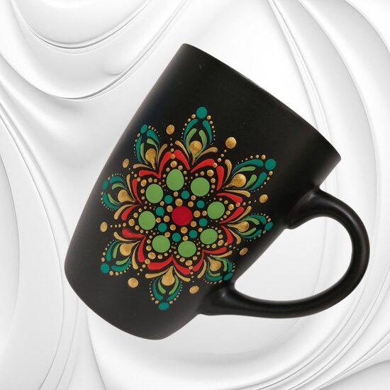 Kaffebecher Kaffeetasse selbst bemalt Mandala 