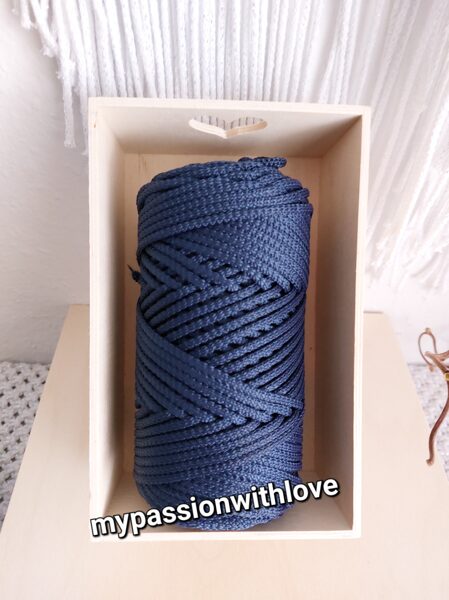 Polypropylen Makramee Garn Outdoor 5 mm 100m glänzend navi blau RADKAR