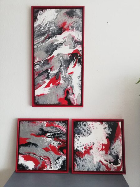 3 Bilder, 40x80, 40x40, 40x40 Pouring Art 
